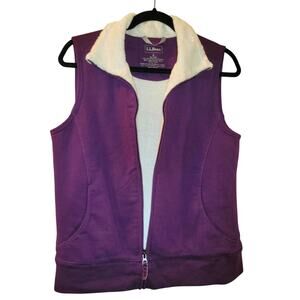 L.L. Bean Womens Fleece Lined Vest Purple Size S Winter Warm Layers